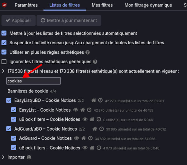 ublock origine filtre cookie notice